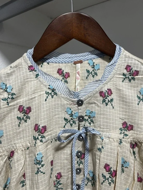 Free people, cream, floral, print, tunic dress small - Picture 5 of 13